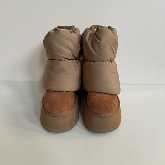 UGG CLASSIC MINI DIPPER PUFFER AMPHORA CHESTNUT PLATFORM BOOTS - Picture 3 of 8